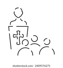 Christianity line icon. Vector religion related icons. Bible, church and cross or Jesus