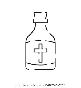 Christianity line icon. Vector religion related icons. Bible, church and cross or Jesus. Old cathedral, Medieval sign