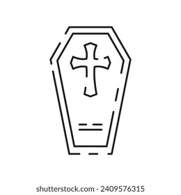 Christianity line icon. Vector religion related icons. Bible, church and cross or Jesus. Old cathedral, Medieval sign