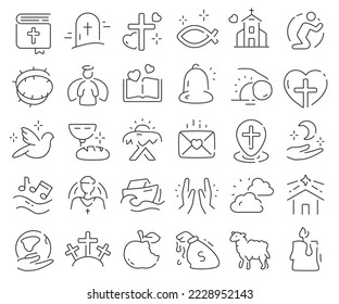 Christianity line icons collection. Thin outline icons pack. Vector illustration eps10