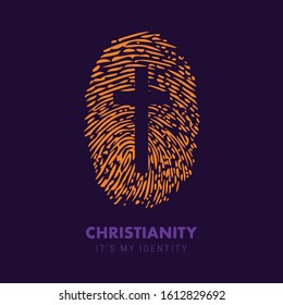 Christianity - It's my identity. Inspirational design of Christianity Religion symbol on thumbprint.