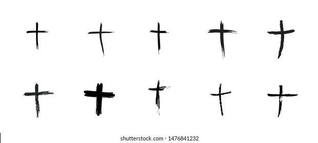 Christianity orthodox or catholic religion isolated symbols set for Easter, funeral or grave memorial