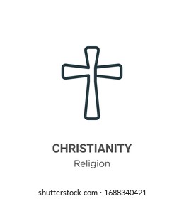 Icono de vector de contorno cristiano. Icono de cristiandad negra en línea delgada, ilustración de elemento simple vector plano del concepto de religión editable trazo aislado en fondo blanco