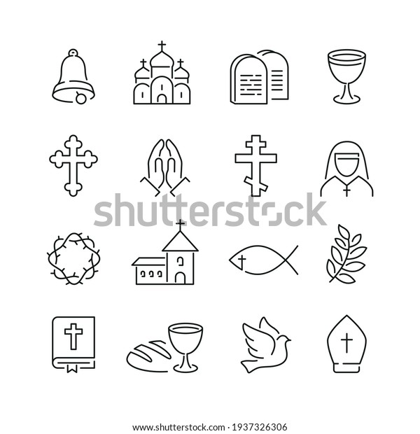 Christianity Related Icons Thin Vector Icon Stock Vector (Royalty Free ...