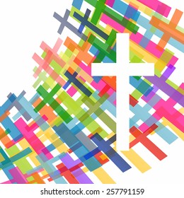 Christianity religion cross concept abstract background, vector illustration