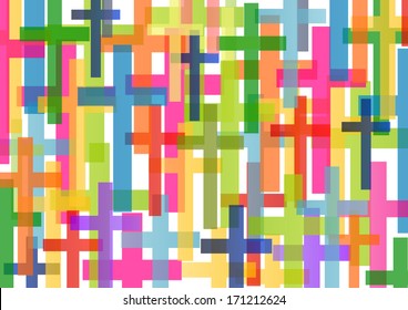 Christianity religion cross mosaic concept abstract background vector illustration