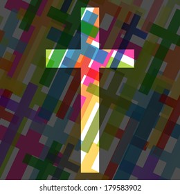 Christianity religion cross mosaic concept abstract background vector illustration