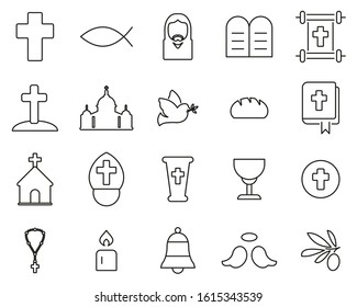 Christianity Religion & Religious Items Icons Thin Line Set Big