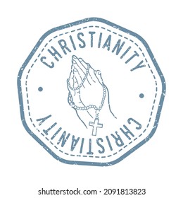 Christianity Religion Stamp Vintage Vector. Illustration Postmark Religious Clip Art Symbol.