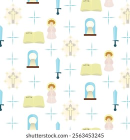 Christianity Seamless Pattern with Transparent Background