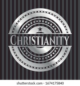 Christianity silver emblem or badge. Vector Illustration. Mosaic.