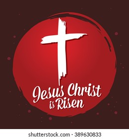 Christianity symbol of Jesus Christ is risen, vector illustration