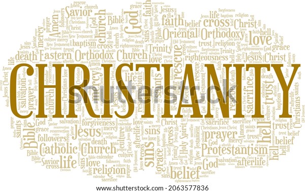Christianity Vector Illustration Word Cloud Isolated Stock Vector ...