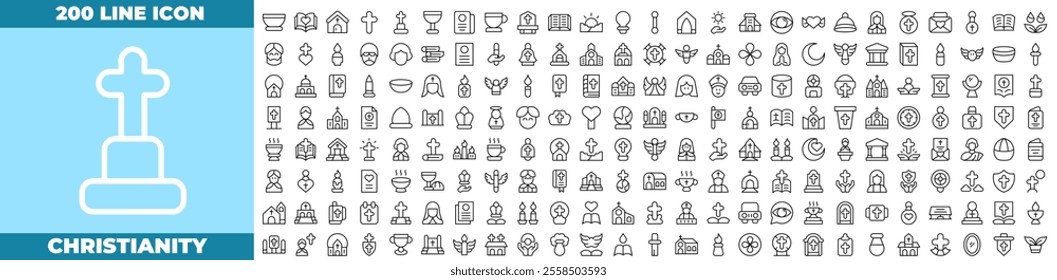 Christiany Line Editable Icons set. Vector illustration in modern thin line style of Christiany icons: bible, jesus, cross, etc