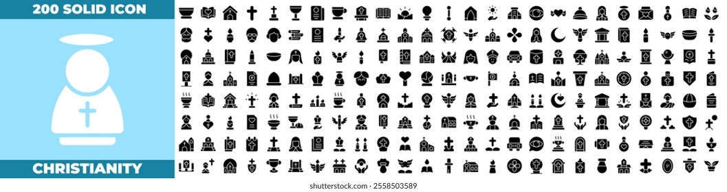 Christiany Solid Editable Icons set. Vector illustration in modern thin solid style of Christiany icons: bible, jesus, cross, etc