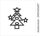 christimas tree vector icon line template