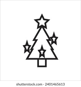 christimas tree vector icon line template