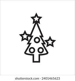 christimas tree vector icon line template