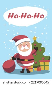 Christma cards with Santa Claus. Merry Christmas and Happy New Year greetings. Vector illustration EPS