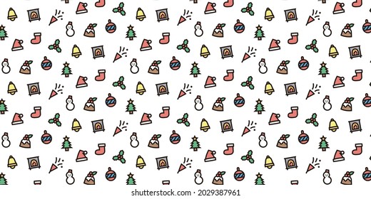 Christma simple icon pattern background for website or wrapping paper(Color Icon Version)