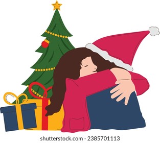 Christmal Celebration Illustration with people characters for Social media, banner, post and more