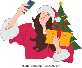 Christmal Celebration Illustration with people characters for Social media, banner, post and more