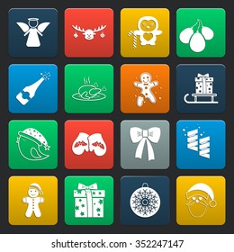 Christmas 16 icons universal set for web and mobile flat