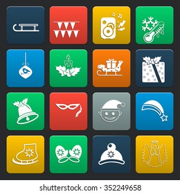 Christmas 16 icons universal set for web and mobile flat
