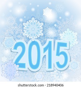 Christmas 2015 year blue snowflake vector card.