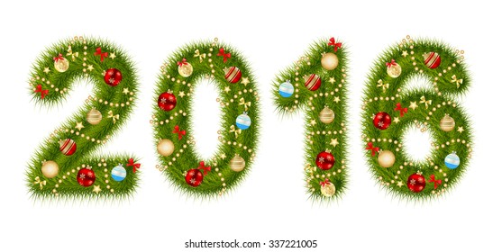 Christmas 2016 Alphabet Number Vector Illustration EPS10