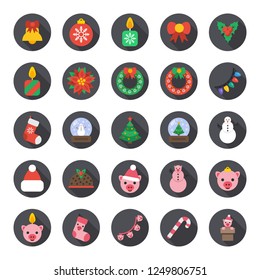 Christmas 2019 flat icon set. You can be used Christmas icons for several purposes like:  websites, UI, UX, print templates, promotional materials, info-graphics, web and mobile phone apps.
