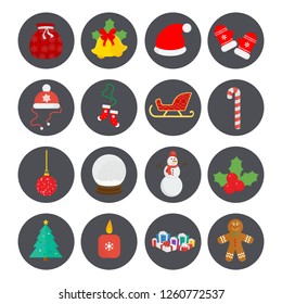 Christmas 2019 flat icon set.