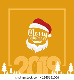 Christmas 2019 greeting card text. Merry Christmas lettering, vector illustration. Merry Christmas Everyone, Vintage Background With Typography and Elements