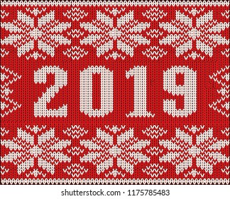 Christmas  2019  New Year knitted texture, vector illustration