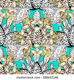 Christmas 2019, snowflake, new year. Vintage seamless pattern on a blue background with white elements.