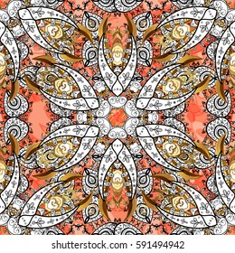 Christmas 2019, snowflake, new year. Vintage seamless pattern on a background with white elements.