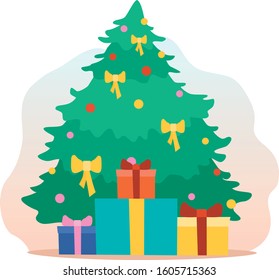 Christmas 2020 tree with a lot a gifts on christmas mourning happy holidays