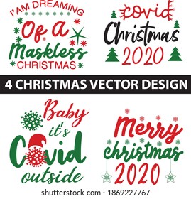 Diseño de archivo vectorial de Navidad 2020 para camiseta o afiche