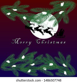  Christmas  2020.Reindeer sleigh.Christmas posters, greeting cards, headlines, website.Vector illustration.