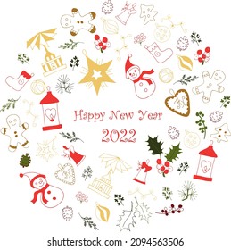 Christmas 2022 illustration for warm holidays feelings. Hand drawn vector EPS 10