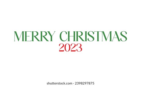 Christmas 2023 typography Xmas pine fir lush tree. Greeting card, banner, poster
