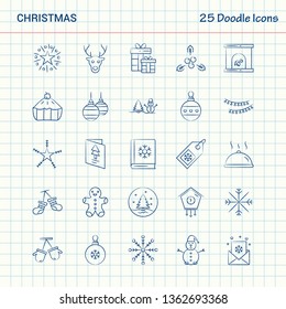 Christmas 25 Doodle Icons. Hand Drawn Business Icon set