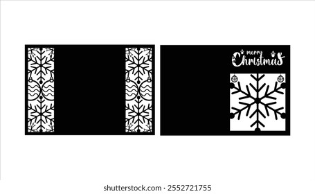 Navidades Tarjeta de regalo de 2 capas con árbol de Navidad, bola e ilustración de texto de Navidades.