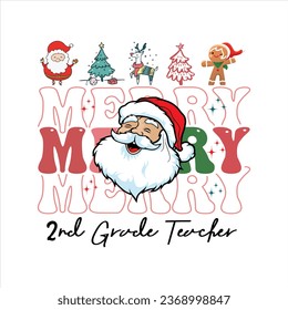Christmas 2nd Grade Merry Teacher shirt