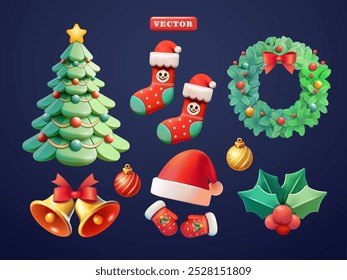 Navidades Elementos 3D. Adecuado para eventos y decoración