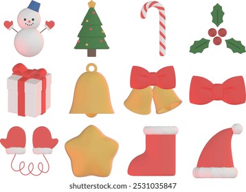 Navidades Conjunto de iconos de ilustración 3D