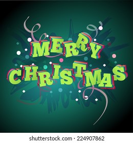 Christmas 3D on a green background . Vector