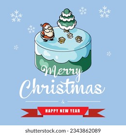 Christmas 3d Set. Santa and Gifts on Christmas Tree