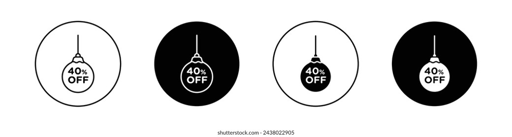 Christmas 40% OFF advertising vector icon. 40 Percent discount ball symbol.