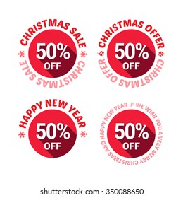 Christmas 50% Off Long Shadow Labels